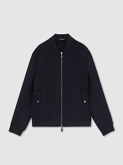 Reiss Navy Canonbury Wool-Blend Zip-Through Bomber Jacket - Image 2 of 7