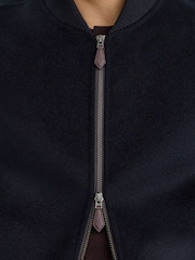 Reiss Navy Canonbury Wool-Blend Zip-Through Bomber Jacket - Image 3 of 7