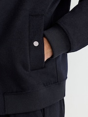 Reiss Navy Canonbury Wool-Blend Zip-Through Bomber Jacket - Image 6 of 7