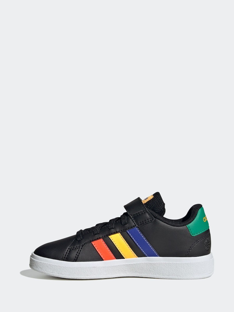 adidas Multi Black Grand Court Elastic Lace and Top Strap Trainers - Image 5 of 10