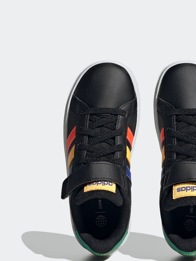 adidas Multi Black Grand Court Elastic Lace and Top Strap Trainers - Image 8 of 10