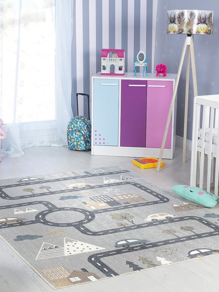 LIVABLISS Grey Lillian Kids Washable Rug - Image 1 of 7