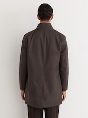 Reiss Dark Brown Flaye Hybrid Gilet-Insert Funnel-Neck Overcoat - Image 8 of 9