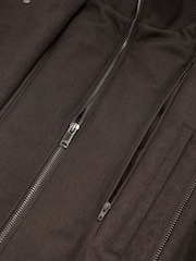 Reiss Dark Brown Flaye Hybrid Gilet-Insert Funnel-Neck Overcoat - Image 9 of 9