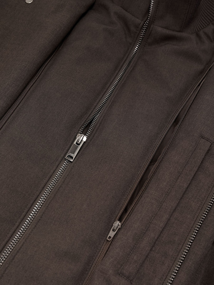 Reiss Dark Brown Flaye Hybrid Gilet-Insert Funnel-Neck Overcoat - Image 9 of 9 Reiss Dark Brown Flaye Hybrid Gilet-Insert Funnel-Neck Overcoat - Image 9 of 9