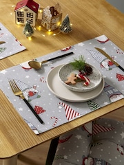 Catherine Lansfield Set of 4 Red Christmas Gnomes 100% Cotton Placemats - Image 1 of 3