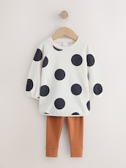 Cream Mono Spot Sweatshirt and Leggings Set (3mths-7yrs) - Image 1 of 5
