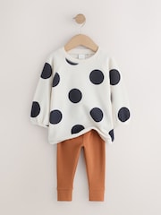 Cream Mono Spot Sweatshirt and Leggings Set (3mths-7yrs) - Image 2 of 5