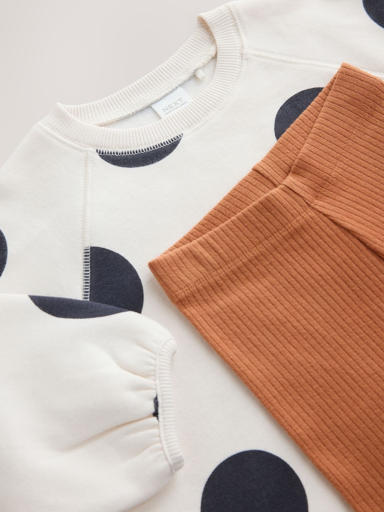 Cream Mono Spot Sweatshirt and Leggings Set (3mths-7yrs) - Image 5 of 5