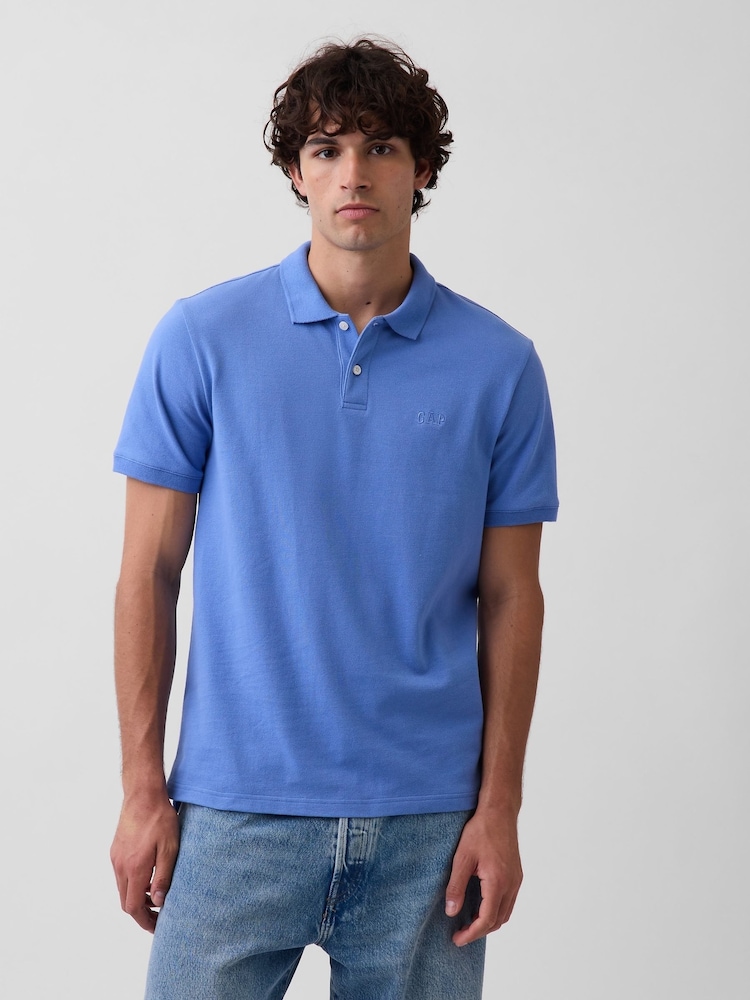 Gap Blue Logo Pique Polo Shirt - Image 1 of 4 Gap Blue Logo Pique Polo Shirt - Image 1 of 4