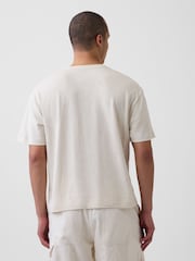 Gap Cream Linen-Cotton Oversized Boxy Short Sleeve T-Shirt - Image 2 of 4