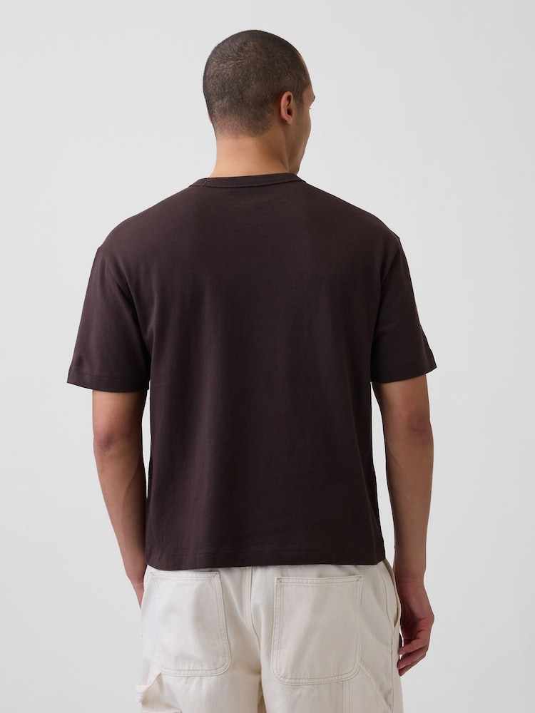 Gap Dark Brown Heavyweight Boxy Short Sleeve T-Shirt - Image 2 of 4 Gap Dark Brown Heavyweight Boxy Short Sleeve T-Shirt - Image 2 of 4