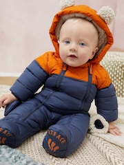 FatFace Navy Baby Snowsuit - Image 1 of 7