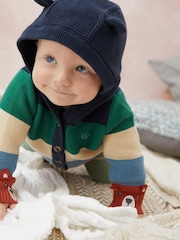 Cardigan FatFace Baby rayé en maille avec ours - Image 2 of 3