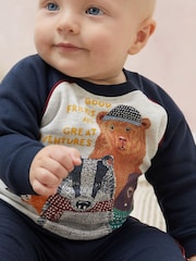 FatFace Navy Baby Animal Sweat Set - Image 3 of 7