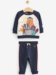 FatFace Navy Baby Animal Sweat Set - Image 4 of 7