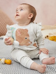FatFace Oatmeal Baby Marl Frill Sweat Set - Image 1 of 8