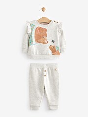 FatFace Oatmeal Baby Marl Frill Sweat Set - Image 4 of 8