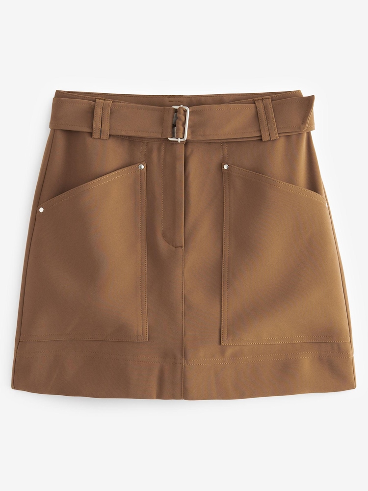 Camel Brown Utility Style Mini Skirt - Image 4 of 4