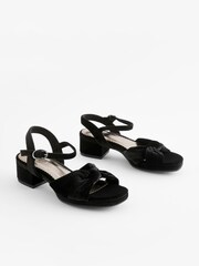 Black Star Knot Front Platform Occasion Heel Sandals - Image 4 of 8