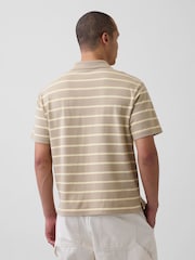 Gap Beige stripe Relaxed Pique Polo Shirt - Image 2 of 4
