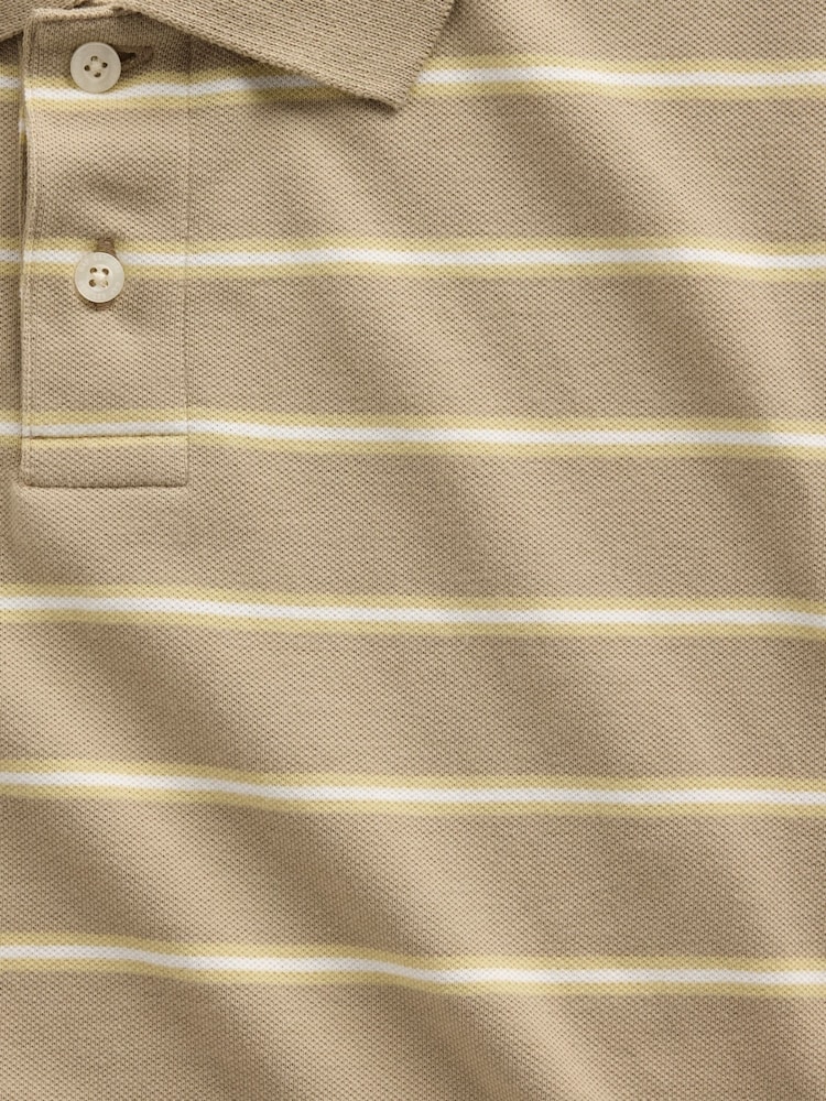 Gap Beige stripe Relaxed Pique Polo Shirt - Image 4 of 4 Gap Beige stripe Relaxed Pique Polo Shirt - Image 4 of 4