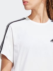 adidas White 100% Cotton Sportswear Essentials 3-Stripes Single Jersey Crop T-Shirt - Image 5 of 6