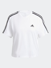 adidas White 100% Cotton Sportswear Essentials 3-Stripes Single Jersey Crop T-Shirt - Image 6 of 6