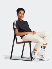 adidas Black 100% Cotton Sportswear Essentials 3-Stripes Single Jersey Crop T-Shirt - Image 4 of 7