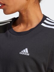 adidas Black 100% Cotton Sportswear Essentials 3-Stripes Single Jersey Crop T-Shirt - Image 5 of 7