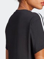 adidas Black 100% Cotton Sportswear Essentials 3-Stripes Single Jersey Crop T-Shirt - Image 6 of 7