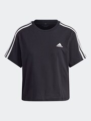 adidas Black 100% Cotton Sportswear Essentials 3-Stripes Single Jersey Crop T-Shirt - Image 7 of 7