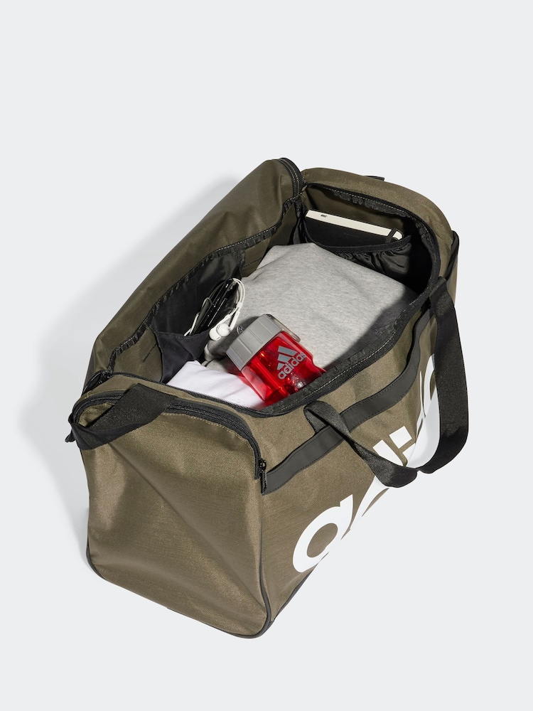 adidas Green Medium Essentials Linear Duffel Bag - Image 3 of 5