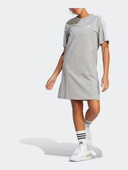adidas Grey Boyfriend Sportswear Essentials 3-Stripes Single Jersey T-Shirt Dress - Image 5 of 8