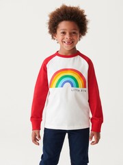 Little Bird by Jools Oliver Red/Ecru 100% Cotton Long Sleeved T-Shirt - Image 4 of 7