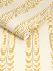 Joules Cream Yellow Palm Leaf Stripe A4 Wallpaper Sample - Image 3 of 5