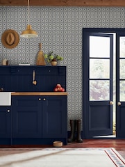 Joules Navy Cream Meadow Geo A4 Wallpaper Sample - Image 1 of 5