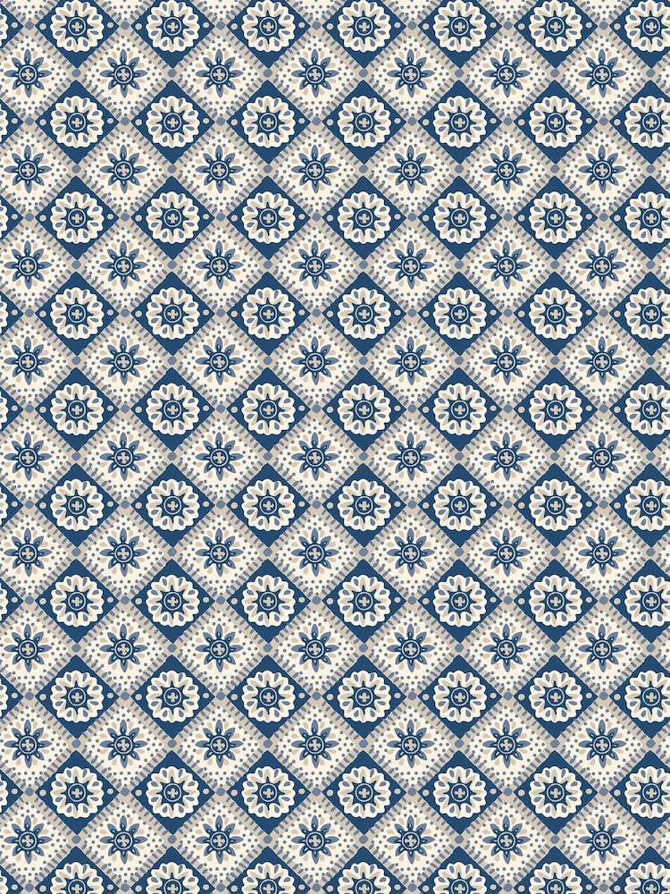 Joules Navy Cream Meadow Geo A4 Wallpaper Sample - Image 2 of 5 Joules Navy Cream Meadow Geo A4 Wallpaper Sample - Image 2 of 5