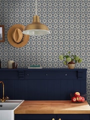 Joules Navy Cream Meadow Geo A4 Wallpaper Sample - Image 5 of 5
