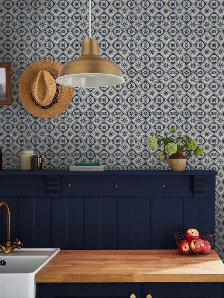 Joules Navy Cream Meadow Geo A4 Wallpaper Sample - Image 5 of 5 Joules Navy Cream Meadow Geo A4 Wallpaper Sample - Image 5 of 5