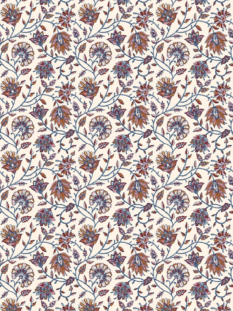 Joules Blue Orange Trailing Indienne Floral A4 Wallpaper Sample - Image 2 of 5 Joules Blue Orange Trailing Indienne Floral A4 Wallpaper Sample - Image 2 of 5