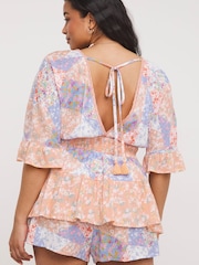 Simply Be Purple Patchwork Print Katerini Beach Playsuit - Image 2 of 4