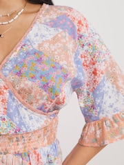 Simply Be Purple Patchwork Print Katerini Beach Playsuit - Image 4 of 4