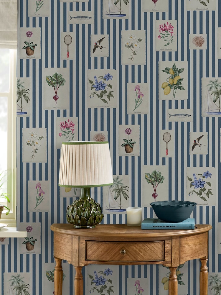 Joules Blue Gallery Wall Stripe A4 Wallpaper Sample - Image 5 of 5 Joules Blue Gallery Wall Stripe A4 Wallpaper Sample - Image 5 of 5