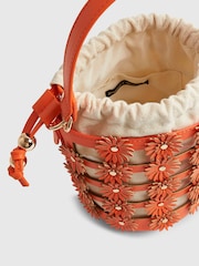 River Island Orange 3D Floral Cut Out Bucket Bag - Image 5 of 6