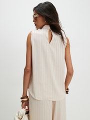 River Island Cream Sleeveless Satin Stripe Tunic Top - Image 4 of 4