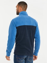 Threadbare Cobalt / Navy Two Tone Quarter Zip Fleece Jumper - Image 2 of 4
