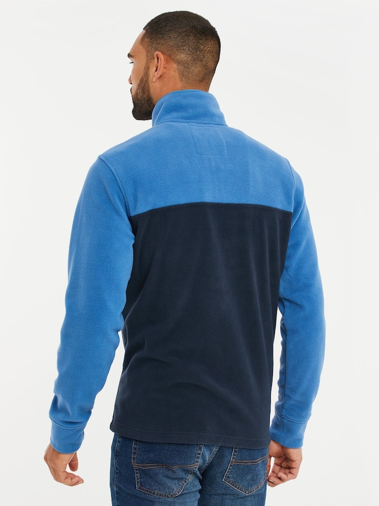 Threadbare Cobalt / Navy Two Tone Quarter Zip Fleece Jumper - Image 2 of 4