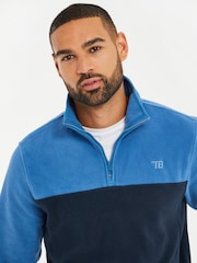 Threadbare Cobalt / Navy Two Tone Quarter Zip Fleece Jumper - Image 4 of 4