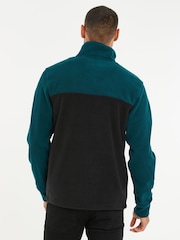 Threadbare Green/Black Two Tone Quarter Zip Fleece Jumper - Image 2 of 4